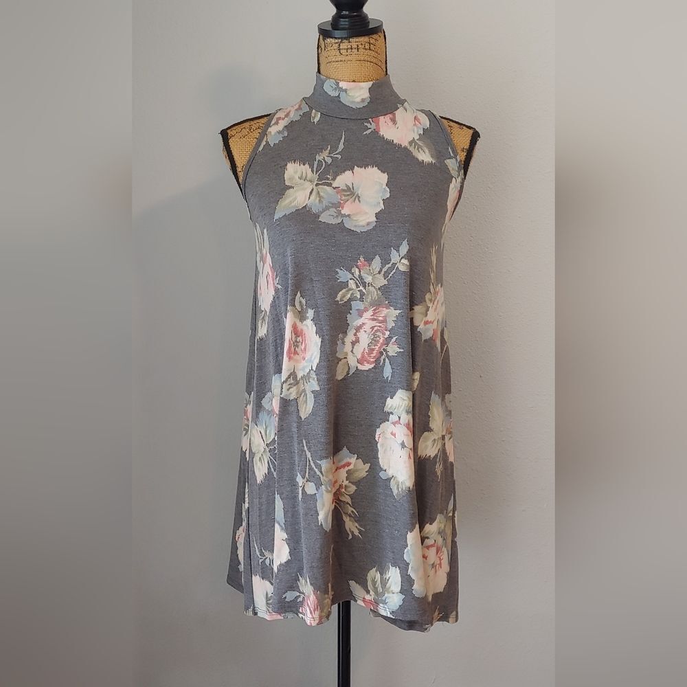 Ginger G Floral Mock Neck Shift Dress Sz S
